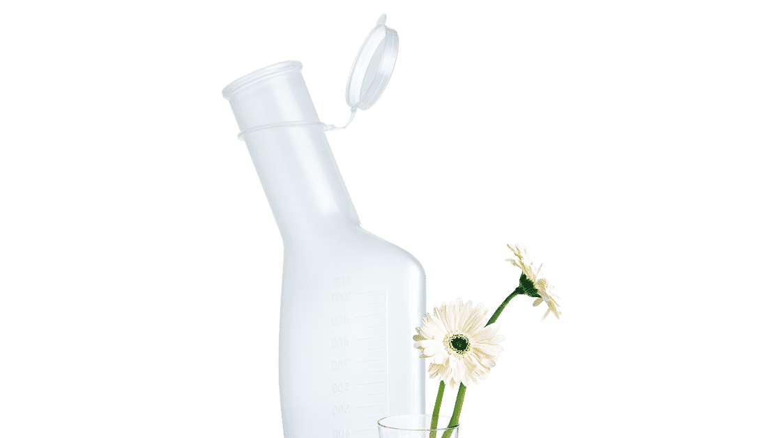 Urine bottle flower