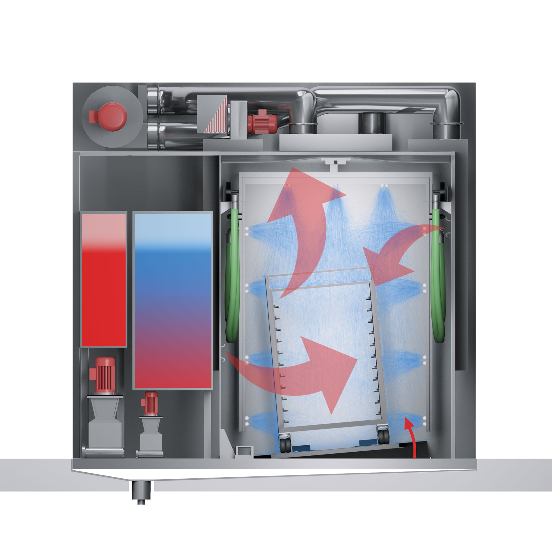 cross-section of the cart washer