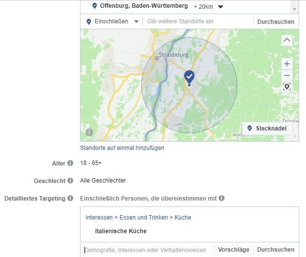 4) 限定目标群体 FB Ads erstellen - viertens Zielgruppe eingrenzen