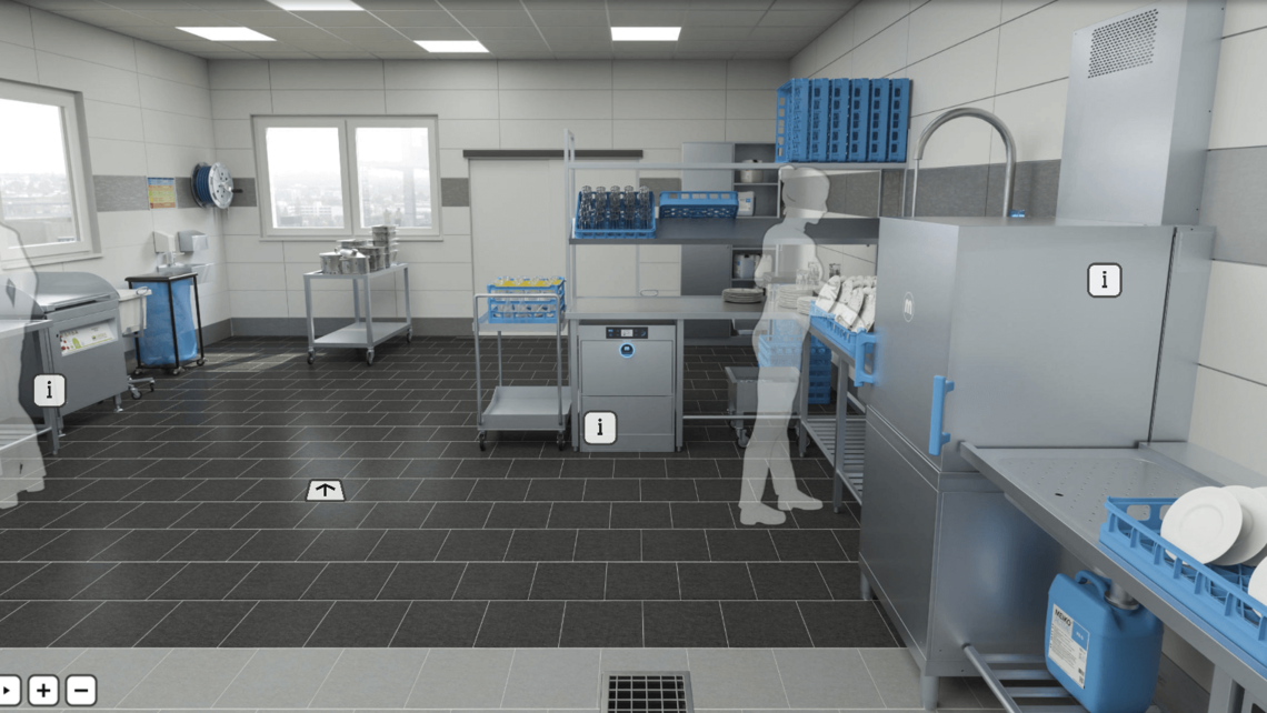 A small dishwashing area in the digital world of meiko-experiencezone.com